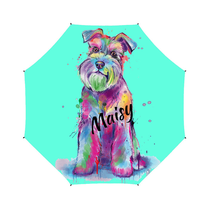 Custom Pet Name Personalized Watercolor Schnauzer DogSemi-Automatic Foldable Umbrella