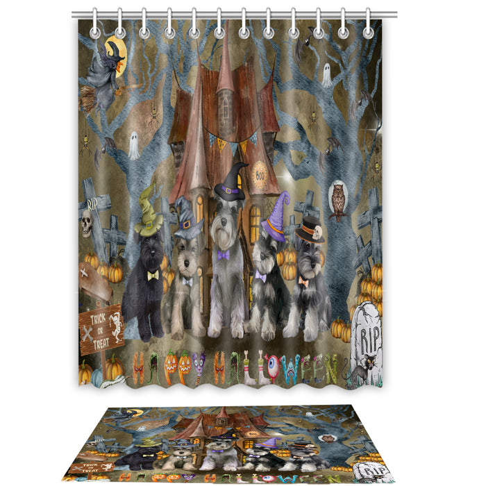 Schnauzer Shower Curtain & Bath Mat Set - Explore a Variety of Personalized Designs - Custom Rug and Curtains with hooks for Bathroom Decor - Pet and Dog Lovers Gift