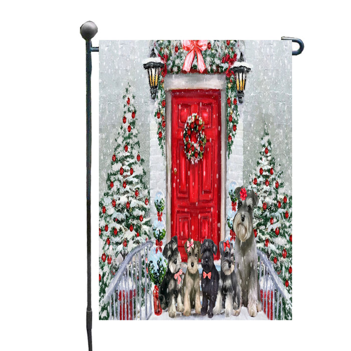 Christmas Holiday Welcome Schnauzer Dogs Garden Flags- Outdoor Double Sided Garden Yard Porch Lawn Spring Decorative Vertical Home Flags 12 1/2"w x 18"h