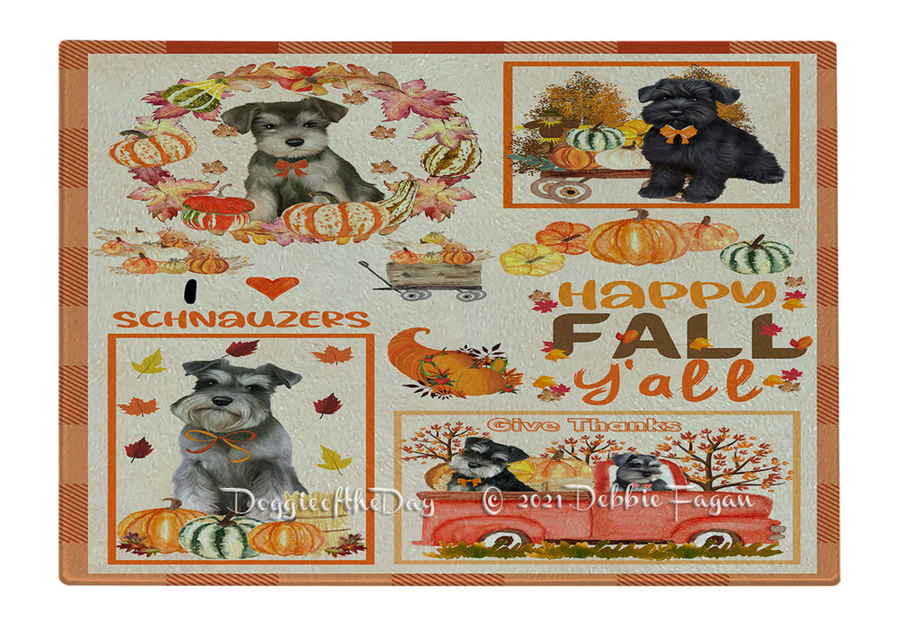 Happy Fall Y'all Pumpkin Schnauzer Dogs Cutting Board - Easy Grip Non-Slip Dishwasher Safe Chopping Board Vegetables C79987