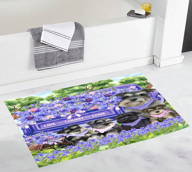 Schnauzer Anti-Slip Bath Mat, Explore a Variety of Designs, Soft and Absorbent Bathroom Rug Mats, Personalized, Custom, Dog and Pet Lovers Gift