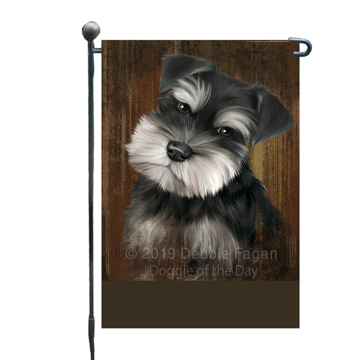 Personalized Rustic Schnauzer Dog Custom Garden Flag GFLG63617