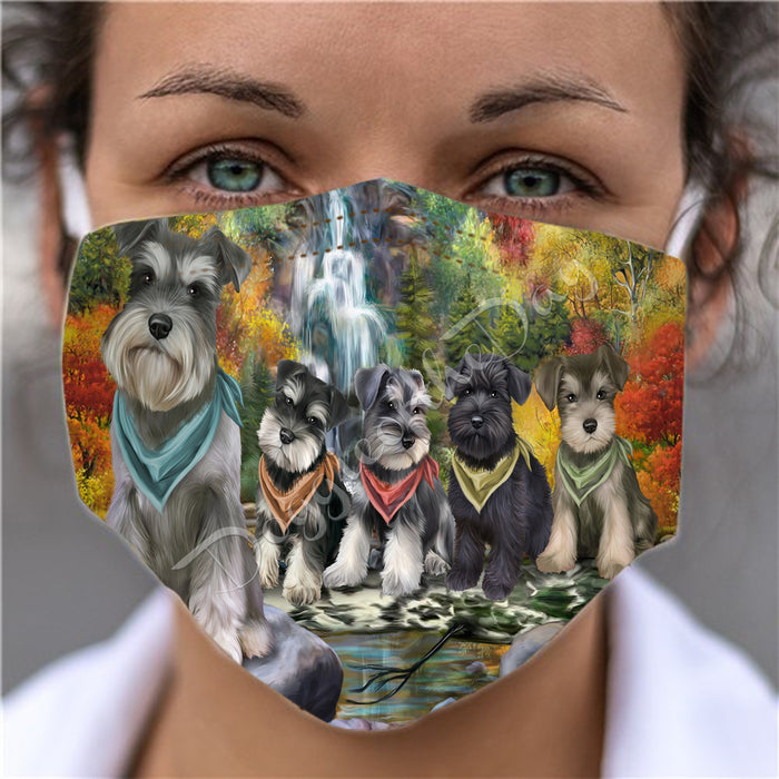 Scenic Waterfall Schnauzer Dogs Face Mask FM49335