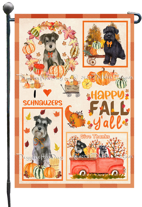 Happy Fall Y'all Pumpkin Schnauzer Dogs Garden Flags- Outdoor Double Sided Garden Yard Porch Lawn Spring Decorative Vertical Home Flags 12 1/2"w x 18"h