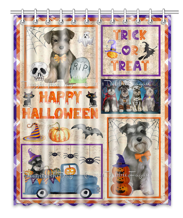 Happy Halloween Trick or Treat Schnauzer Dogs Shower Curtain Bathroom Accessories Decor Bath Tub Screens