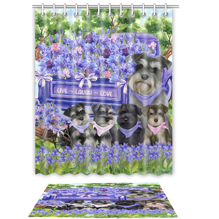 Schnauzer Shower Curtain & Bath Mat Set - Explore a Variety of Custom Designs - Personalized Curtains with hooks and Rug for Bathroom Decor - Dog Gift for Pet Lovers