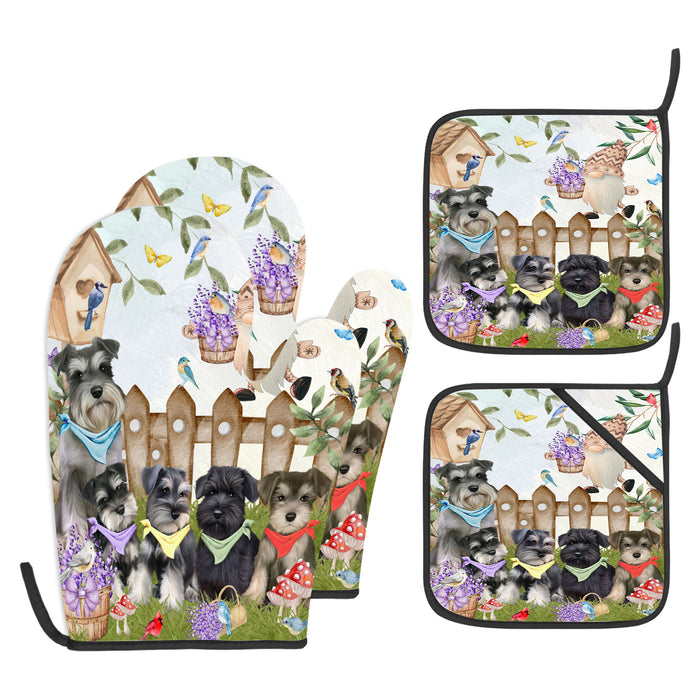Schnauzer Oven Mitts and Pot Holder Set: Explore a Variety of Designs, Personalized, Potholders with Kitchen Gloves for Cooking, Custom, Halloween Gifts for Dog Mom