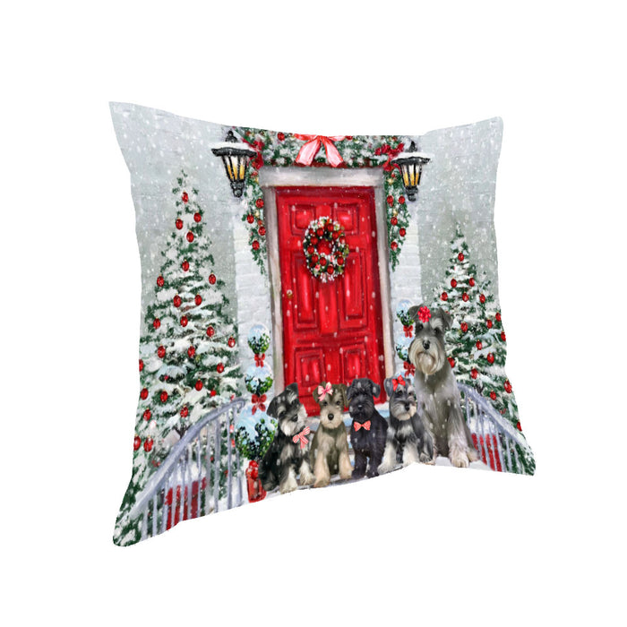 Christmas Holiday Welcome Schnauzer Dogs Pillow with Top Quality High-Resolution Images - Ultra Soft Pet Pillows for Sleeping - Reversible & Comfort - Ideal Gift for Dog Lover - Cushion for Sofa Couch Bed - 100% Polyester