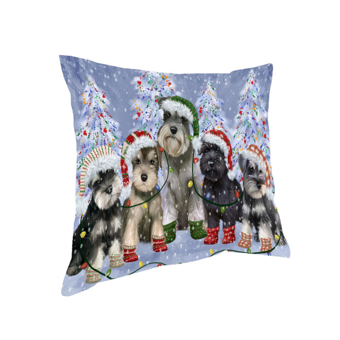Christmas Lights and Schnauzer Dogs Pillow with Top Quality High-Resolution Images - Ultra Soft Pet Pillows for Sleeping - Reversible & Comfort - Ideal Gift for Dog Lover - Cushion for Sofa Couch Bed - 100% Polyester