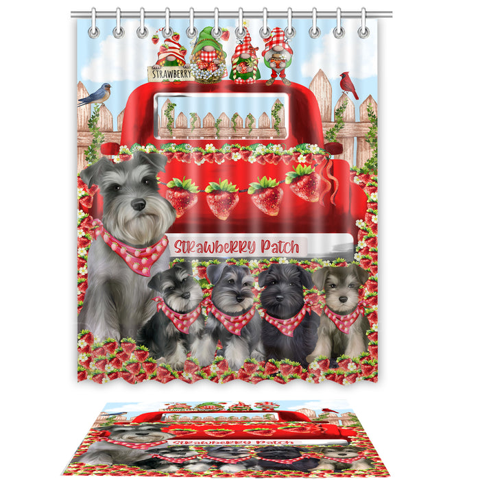 Schnauzer Shower Curtain with Bath Mat Set: Explore a Variety of Designs, Personalized, Custom, Curtains and Rug Bathroom Decor, Dog and Pet Lovers Gift