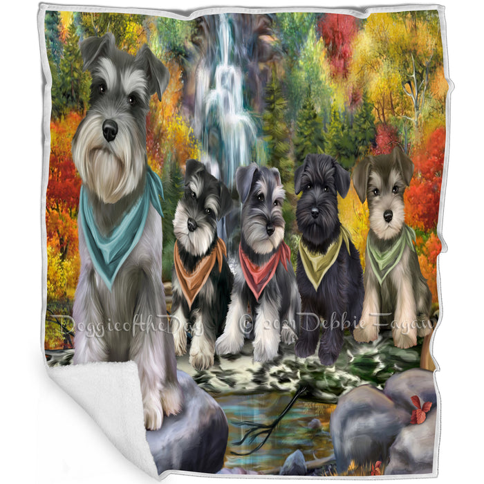 Scenic Waterfall Schnauzers Dog Blanket BLNKT61050
