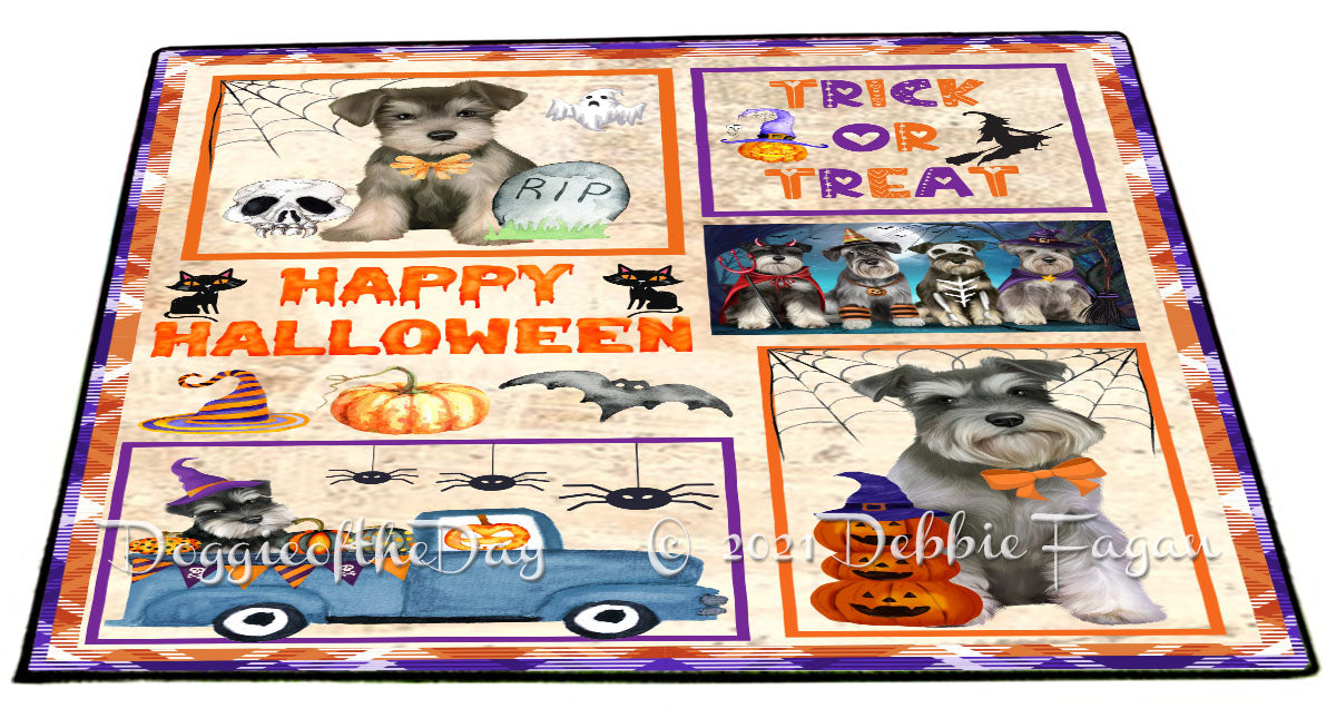 Happy Halloween Trick or Treat Schnauzer Dogs Indoor/Outdoor Welcome Floormat - Premium Quality Washable Anti-Slip Doormat Rug FLMS58198