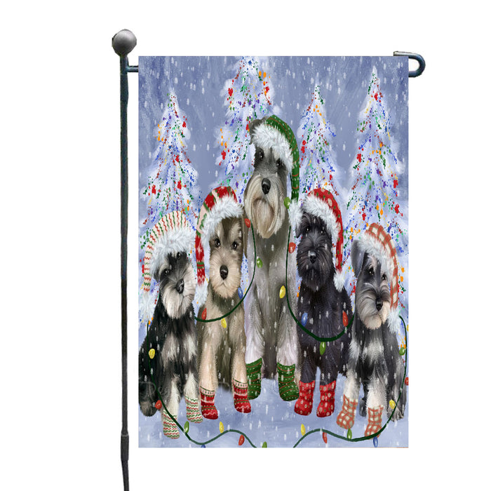 Christmas Lights and Schnauzer Dogs Garden Flags- Outdoor Double Sided Garden Yard Porch Lawn Spring Decorative Vertical Home Flags 12 1/2"w x 18"h