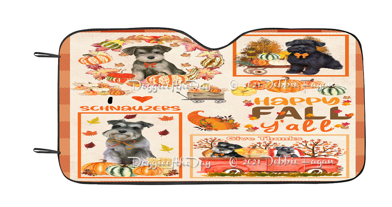 Happy Fall Y'all Pumpkin Schnauzer Dogs Car Sun Shade Cover Curtain