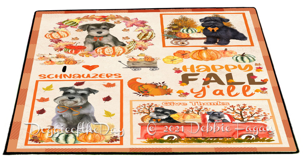 Happy Fall Y'all Pumpkin Schnauzer Dogs Indoor/Outdoor Welcome Floormat - Premium Quality Washable Anti-Slip Doormat Rug FLMS58738