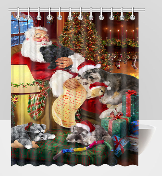 Santa Sleeping with Schnauzer Dogs Shower Curtain