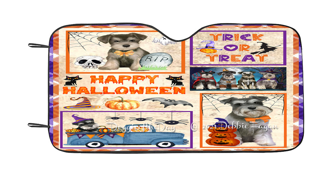 Happy Halloween Trick or Treat Schnauzer Dogs Car Sun Shade Cover Curtain