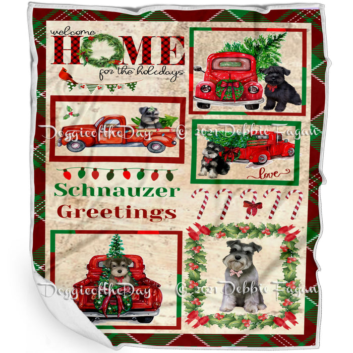 Welcome Home for Christmas Holidays Schnauzer Dogs Blanket BLNKT72146