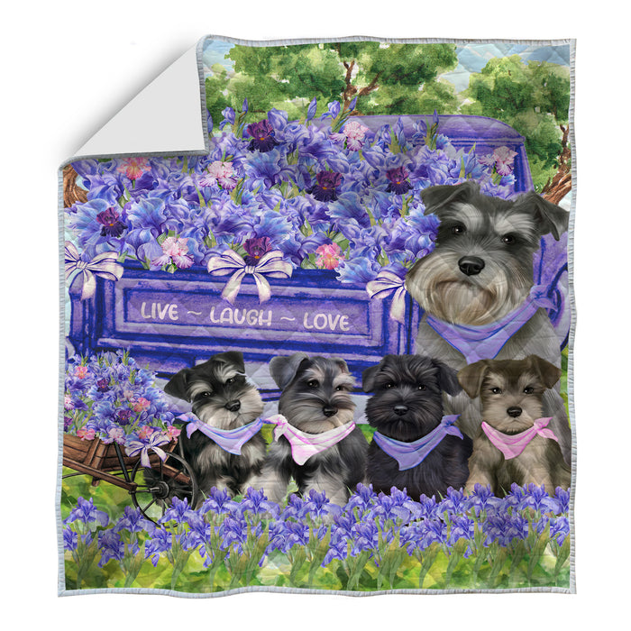 Schnauzer Quilt: Explore a Variety of Bedding Designs, Custom, Personalized, Bedspread Coverlet Quilted, Gift for Dog and Pet Lovers