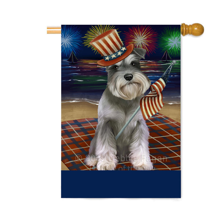 Personalized 4th of July Firework Schnauzer Dog Custom House Flag FLG-DOTD-A58118