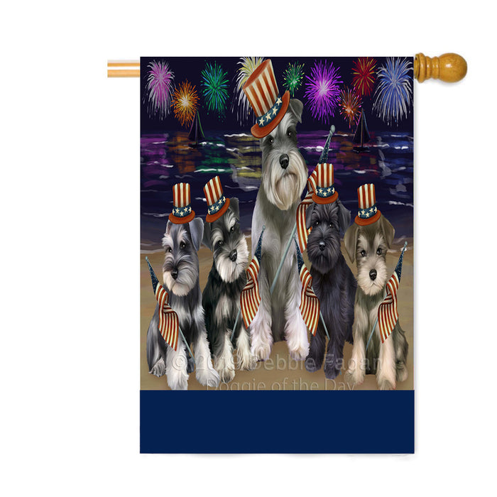 Personalized 4th of July Firework Schnauzer Dogs Custom House Flag FLG-DOTD-A58119