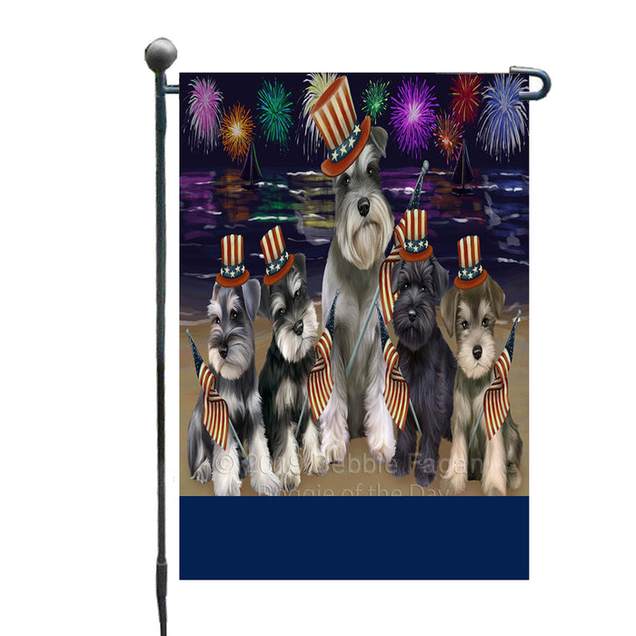 Personalized 4th of July Firework Schnauzer Dogs Custom Garden Flags GFLG-DOTD-A58063