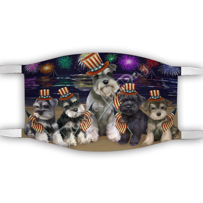 4th of July Independence Day Schnauzer Dogs Face Mask FM49436