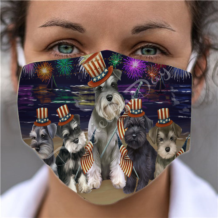 4th of July Independence Day Schnauzer Dogs Face Mask FM49436