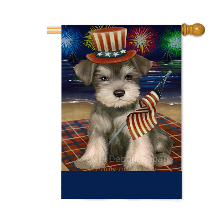 Personalized 4th of July Firework Schnauzer Dog Custom House Flag FLG-DOTD-A58122