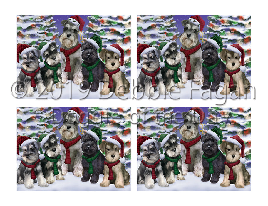 Schnauzer Dogs Christmas Family Portrait in Holiday Scenic Background Placemat