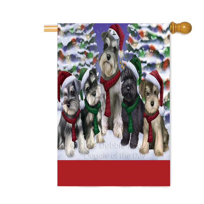 Personalized Christmas Happy Holidays Schnauzer Dogs Family Portraits Custom House Flag FLG-DOTD-A59200