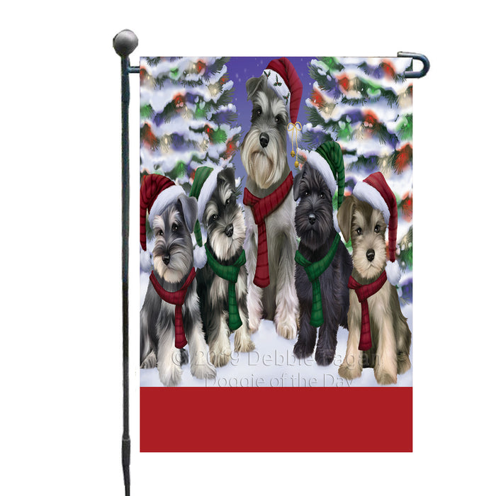 Personalized Christmas Happy Holidays Schnauzer Dogs Family Portraits Custom Garden Flags GFLG-DOTD-A59144