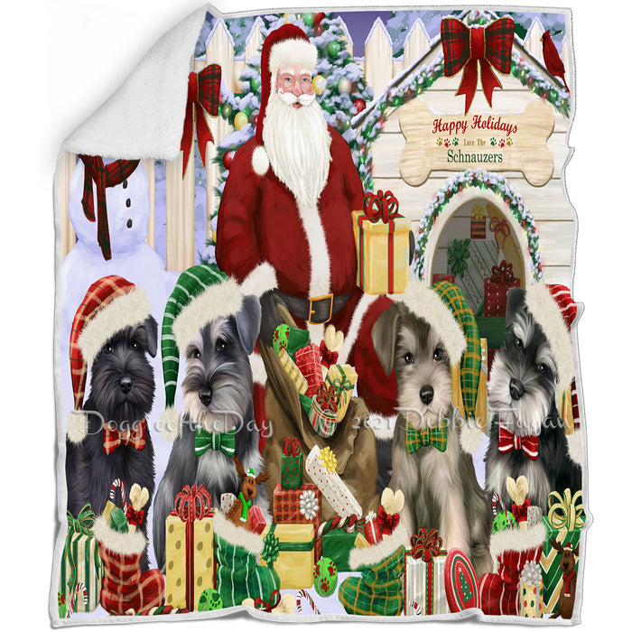 Happy Holidays Christmas Schnauzers Dog House Gathering Blanket BLNKT79914