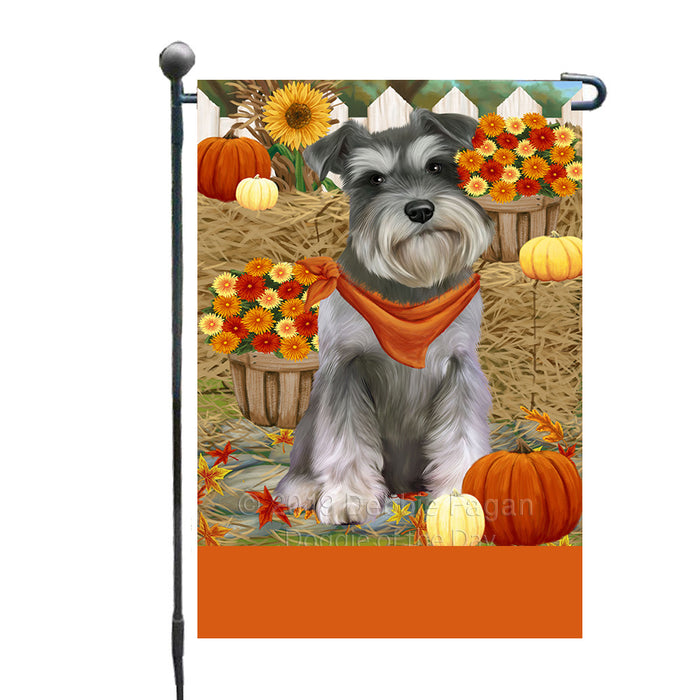 Personalized Fall Autumn Greeting Schnauzer Dog with Pumpkins Custom Garden Flags GFLG-DOTD-A62031
