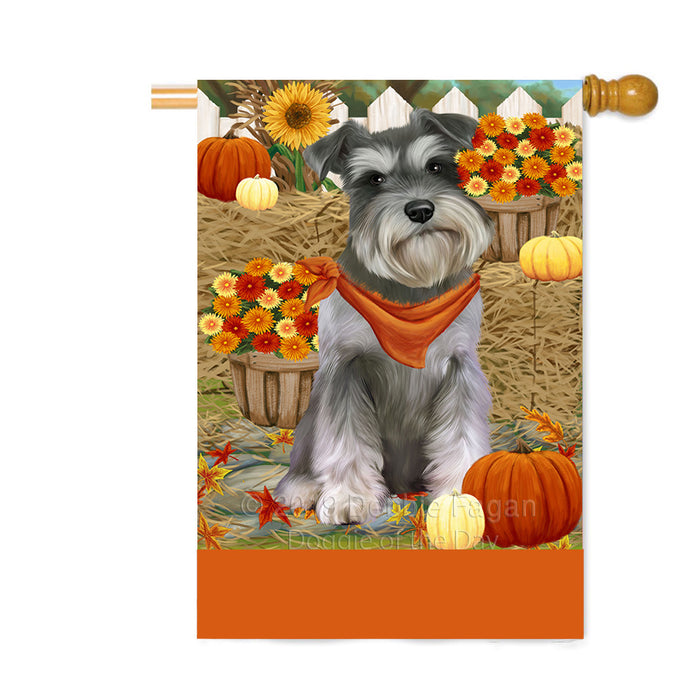 Personalized Fall Autumn Greeting Schnauzer Dog with Pumpkins Custom House Flag FLG-DOTD-A62087