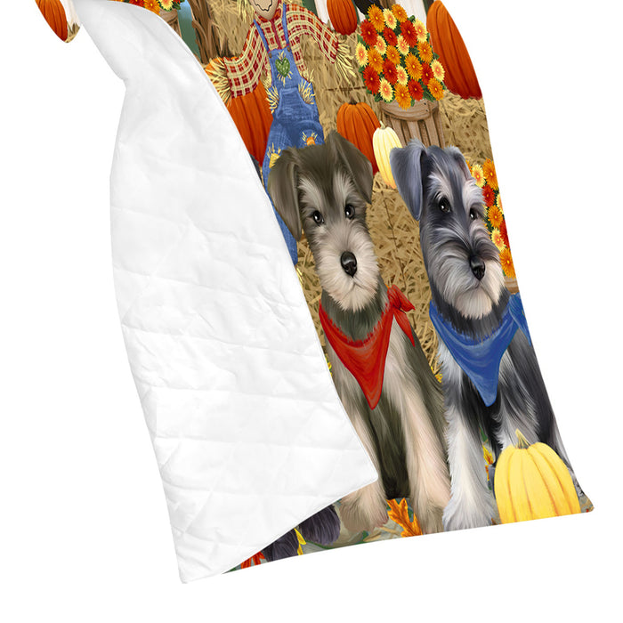 Fall Festive Harvest Time Gathering Schnauzer Dogs Quilt