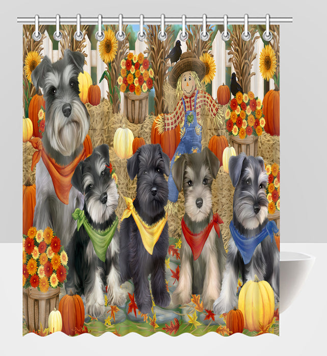 Fall Festive Harvest Time Gathering Schnauzer Dogs Shower Curtain