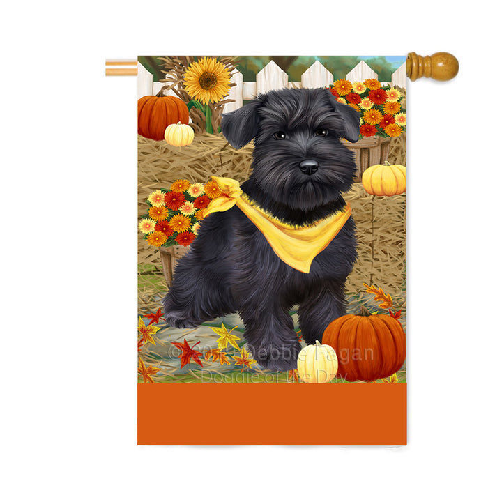 Personalized Fall Autumn Greeting Schnauzer Dog with Pumpkins Custom House Flag FLG-DOTD-A62090