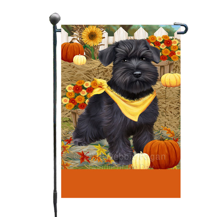 Personalized Fall Autumn Greeting Schnauzer Dog with Pumpkins Custom Garden Flags GFLG-DOTD-A62034