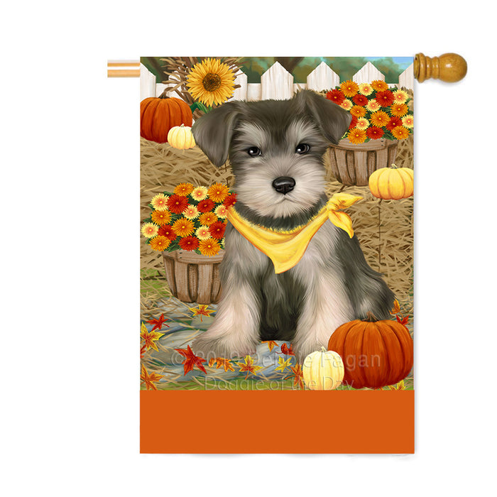 Personalized Fall Autumn Greeting Schnauzer Dog with Pumpkins Custom House Flag FLG-DOTD-A62091