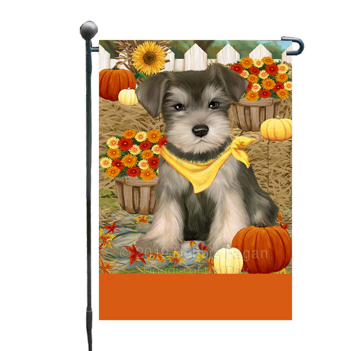 Personalized Fall Autumn Greeting Schnauzer Dog with Pumpkins Custom Garden Flags GFLG-DOTD-A62035