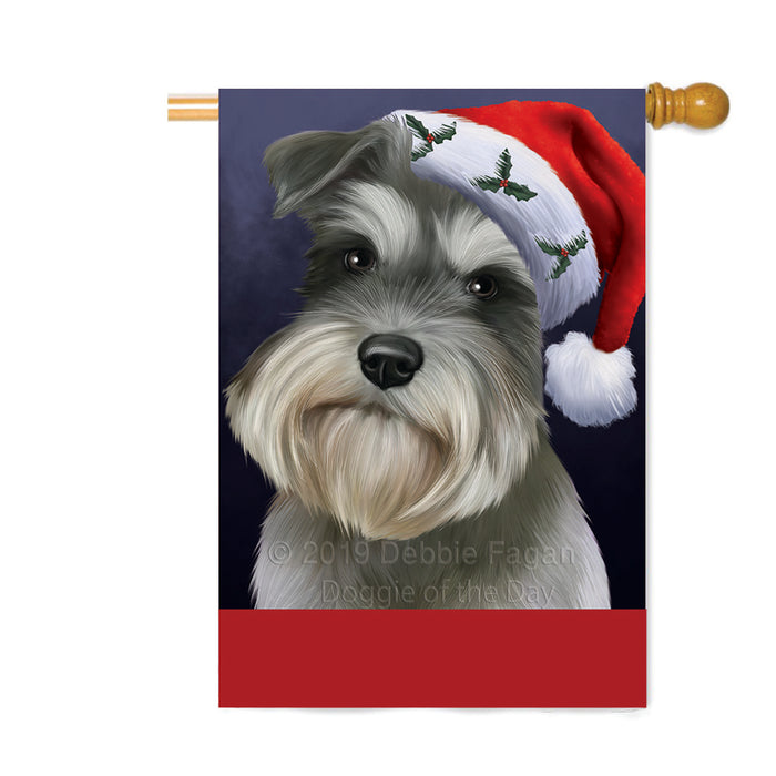 Personalized Christmas Holidays Schnauzer Dog Wearing Santa Hat Portrait Head Custom House Flag FLG-DOTD-A59910