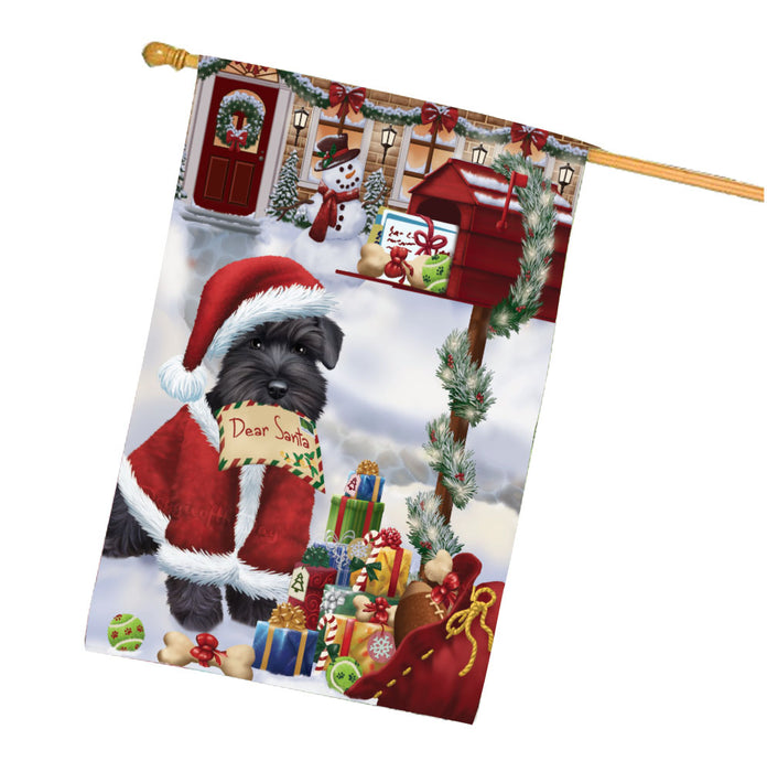 Dear Santa Mailbox Christmas Schnauzer Dog House Flag Outdoor Decorative Double Sided Pet Portrait Weather Resistant Premium Quality Animal Printed Home Decorative Flags 100% Polyester FLG67948