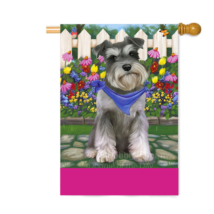 Personalized Spring Floral Schnauzer Dog Custom House Flag FLG-DOTD-A63030