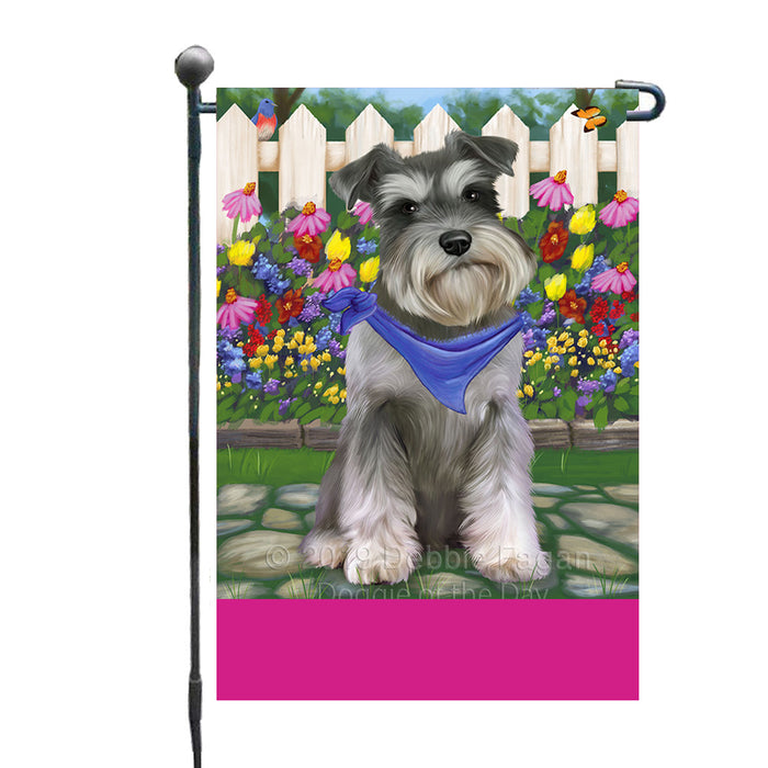 Personalized Spring Floral Schnauzer Dog Custom Garden Flags GFLG-DOTD-A62974