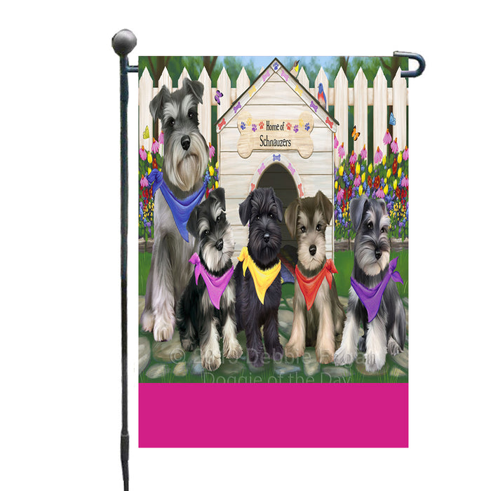 Personalized Spring Dog House Schnauzer Dogs Custom Garden Flags GFLG-DOTD-A62975