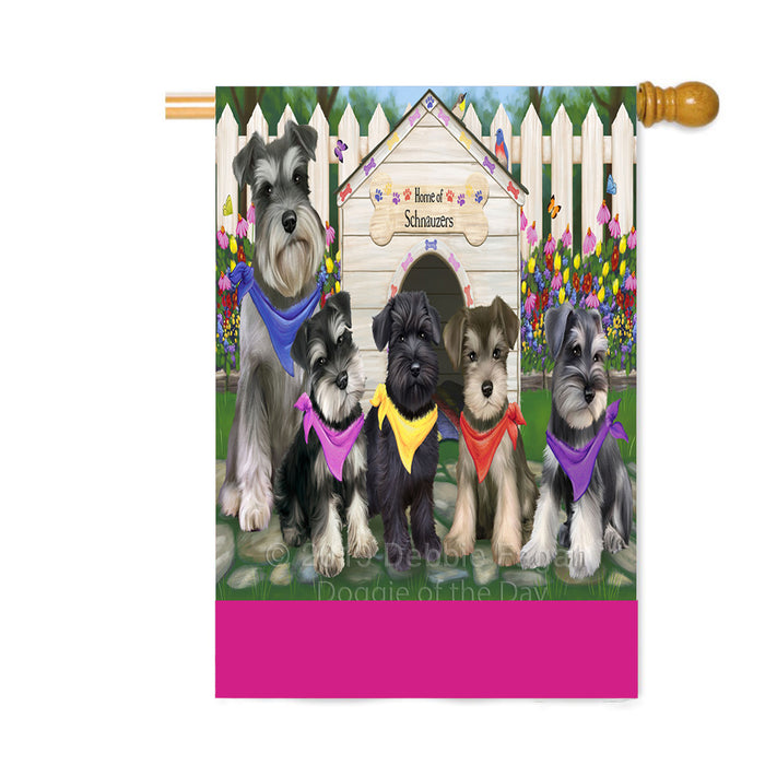 Personalized Spring Dog House Schnauzer Dogs Custom House Flag FLG-DOTD-A63031