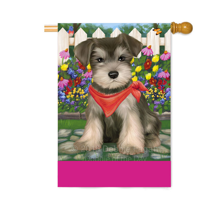 Personalized Spring Floral Schnauzer Dog Custom House Flag FLG-DOTD-A63032