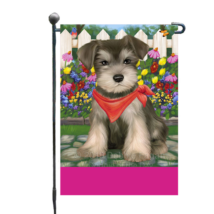 Personalized Spring Floral Schnauzer Dog Custom Garden Flags GFLG-DOTD-A62976