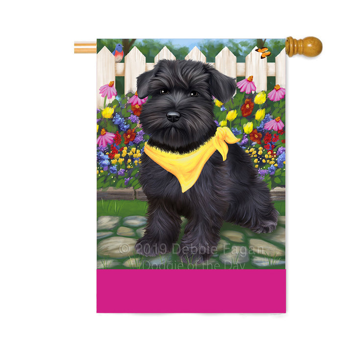 Personalized Spring Floral Schnauzer Dog Custom House Flag FLG-DOTD-A63033